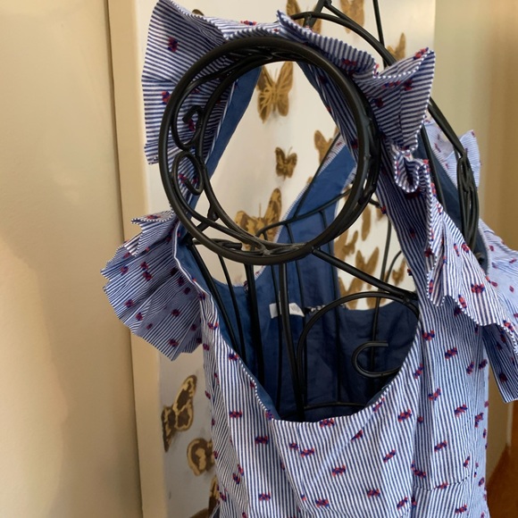 1901 Stripe Pleat Collar Fit & Flare Dress size 4 - Picture 10 of 16